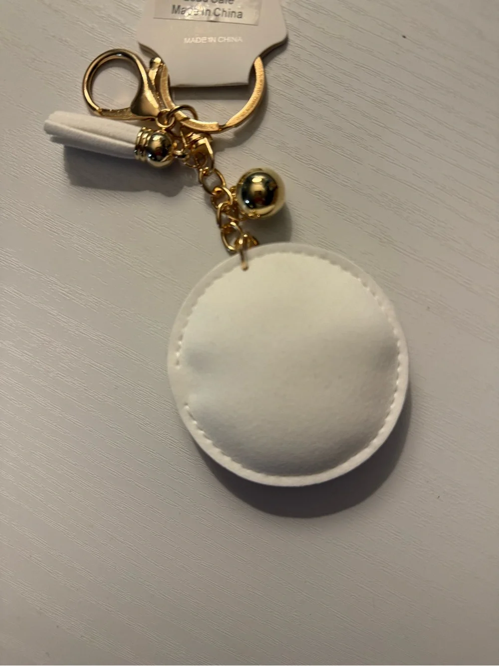 Crystal Baseball Keychain Bag Charm - White and Red